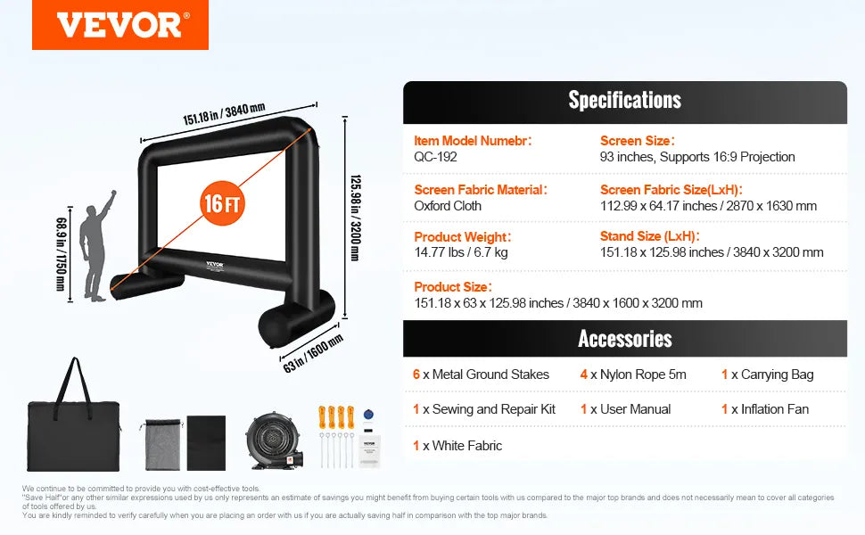 Vevor Inflatable Movie Screen